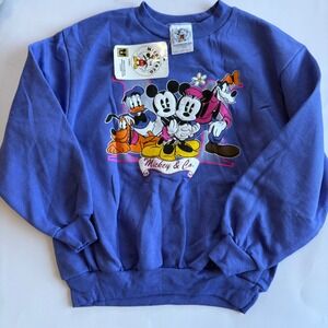 Vintage 90s Girls 6X Purple Mickey & Co Crewneck Sweatshirt NOS NWT Minnie Goofy